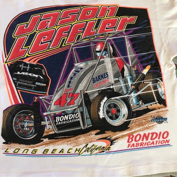 Vintage 2001 Signed Jeff Leffler 97,98,99 Midget Racing Champion T Shirt Womens - Picture 2 of 11
